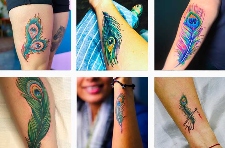 Peacock feather wrist color tattoo  Tattoo work Feather tattoos Tattoos