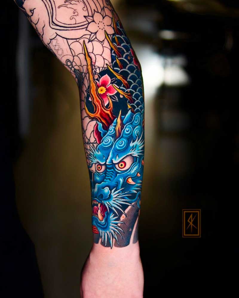 Japanese Dragon Sleeve Tattoo